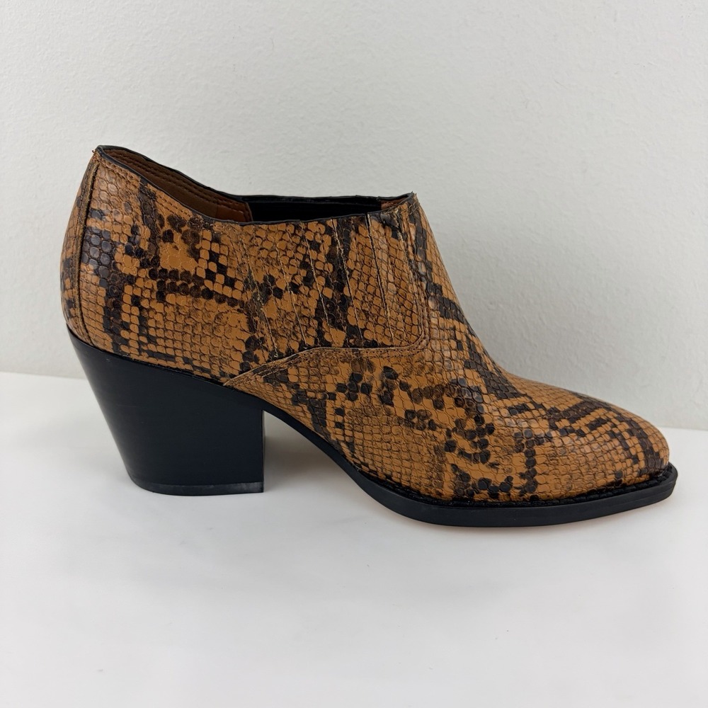 Coach Brown Snake Print Leather Ankle Booties Size 5 Western Chic - Picture 4 of 10